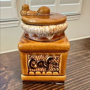 Rustic Brown Ceramic Coffee Storage Jar